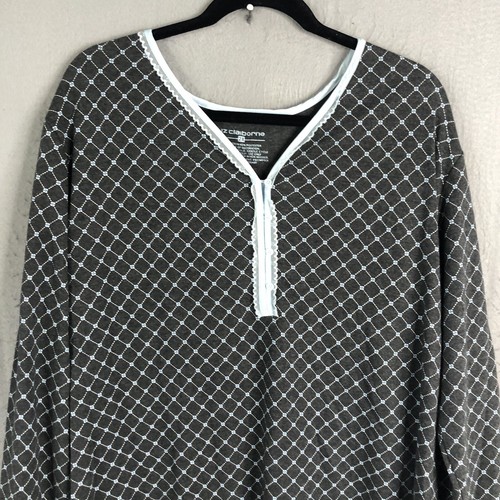 Liz Claiborne Nightgown Womens 2X Plus Size Gray Blue Feminine Comfy Lounge NEW - Picture 2 of 16