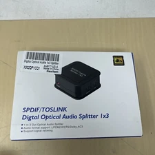Digital Optical Audio 1X3 Splitter, Digital SPDIF TOSLINK  Ships From USA