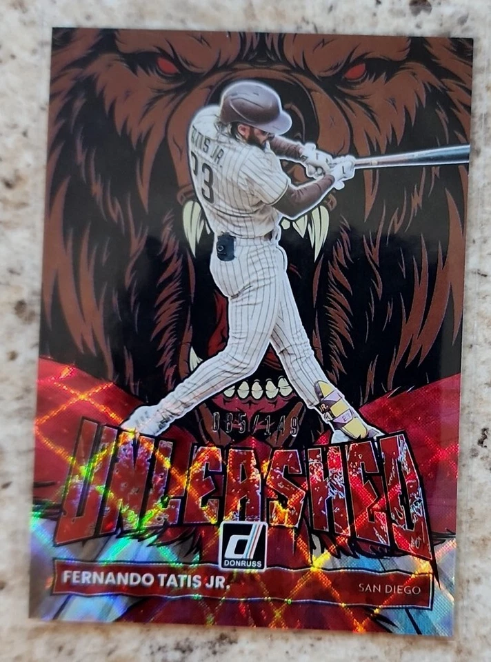SP /149 2022-23 FERNANDO TATIS JR. DONRUSS BASEBALL RED UNLEASHED PARALLEL HOLO - Image 2 of 4