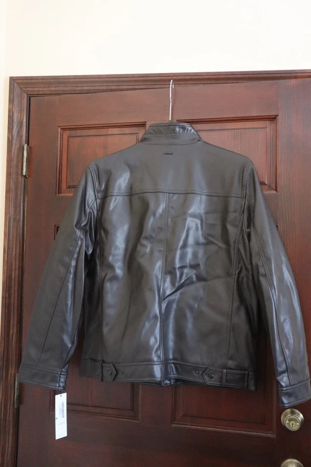 Calvin Klein Men's Faux Leather Moto Jacket Heritage Brown Size Large - Image 3 of 4