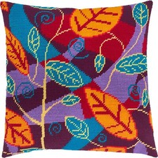 DIY Needlepoint/Tapestry vintage throw pillow cover "FOLIAGE" embroidery kit