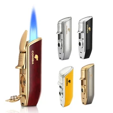 Galiner Metal 3 Torch Flame Pocket Cigar Cigarette Lighter W Punch Butane No Gas
