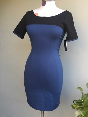 blue and black colorblock dress Blue & Black Mermaid Gown N0662