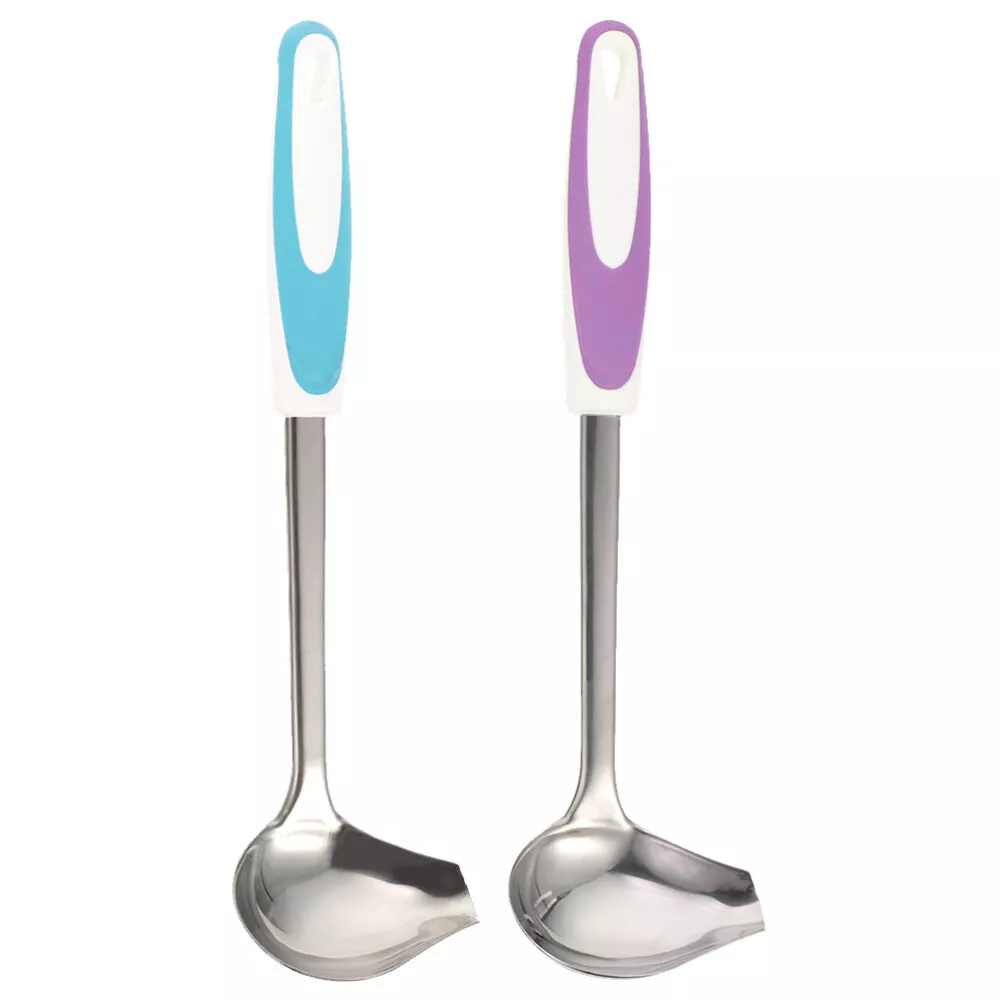2pcs With Pouring Spout Stainless Steel Ladles For Cooking Soup Ladle