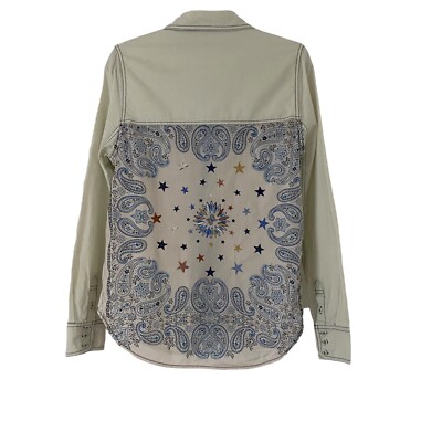 Free People Bandana Bandit Button Down Shirt Embroidered Western Women's  Small