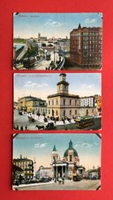 3 x Postcard Warsaw Warzawa 1916 Street Lots with Tram (50612