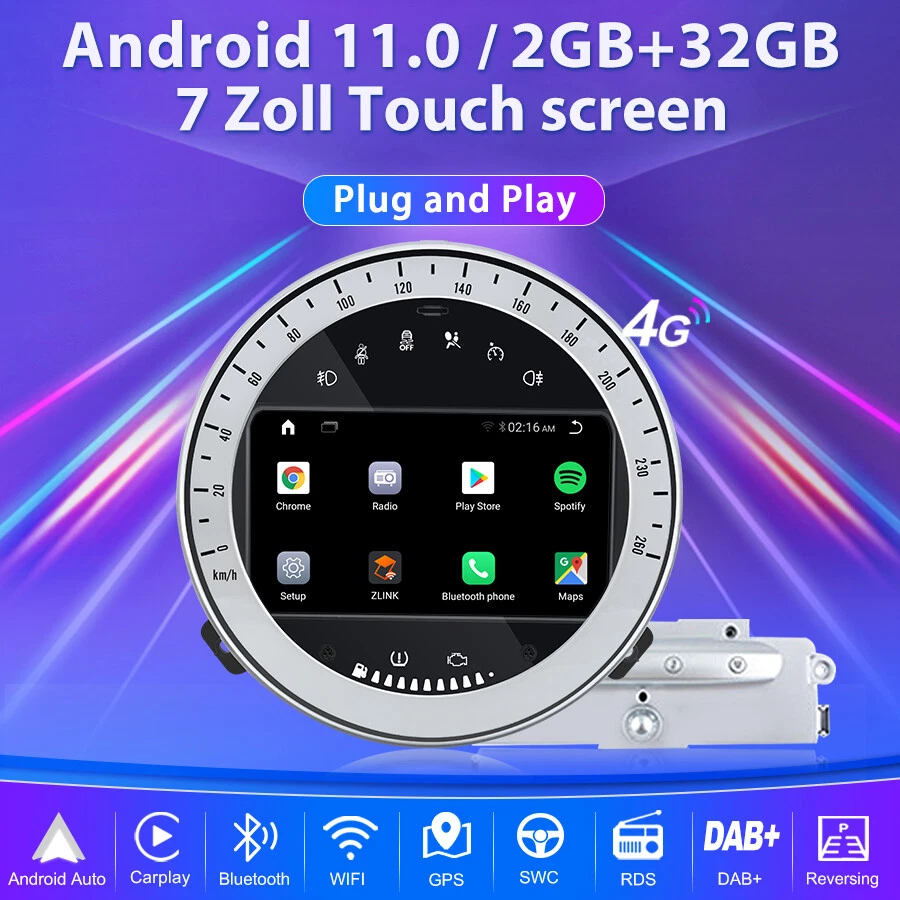 9" 2+32GB Android 12 Autoradio GPS Navi für BMW Mini Cooper R55 R56 2007-2013 - Bild 2 von 4