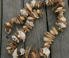 1-Garland Natural Driftwood Seashells, tiki decor, beach decor Weddings,