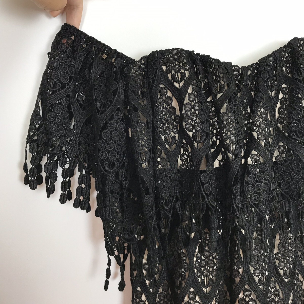 Robe Noire En Dentelle Stone Cold Fox Off-shoulder XS - Occasion Très Bon état Vintage