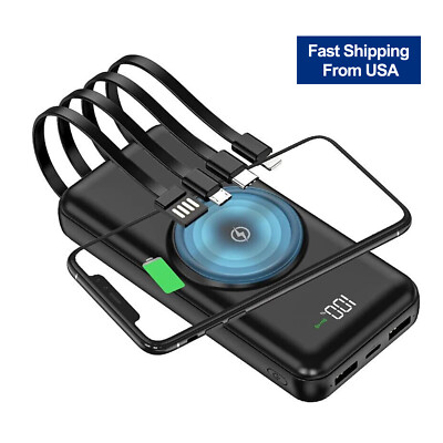900000mAh Portable Power Bank 4 USB External Battery Charger For Cell Phone