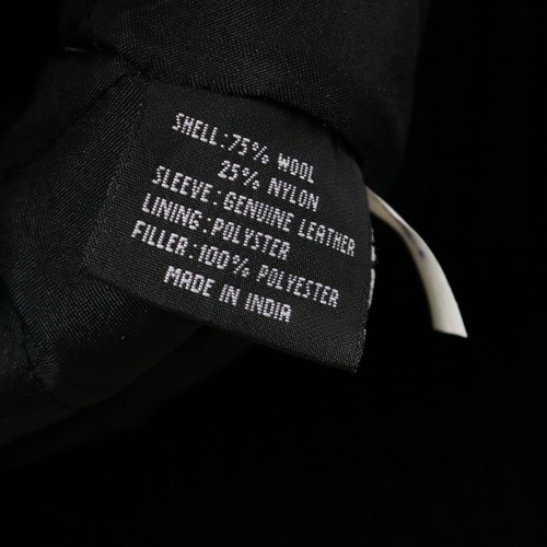 Burk's Bay Herren schwarz Wolle & Leder B&W karierte Ärmel Racing Jacke M neu ohne Etikett - Bild 5 von 7