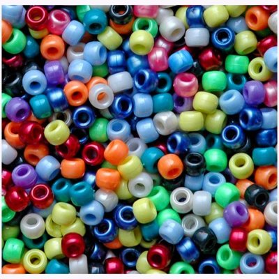 500 Multi Color Pearl 9x6mm USA made Pony Beads kid school church