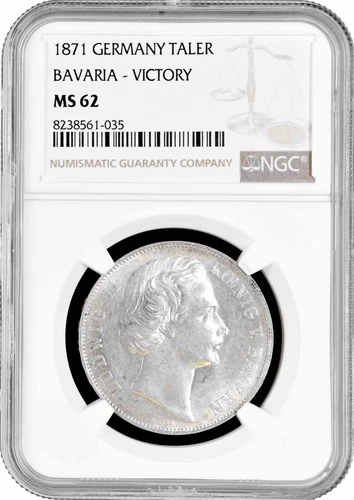 Bavaria 1 thaler 1871, NGC MS62, "Germany Victory in Franco-Prussian War"