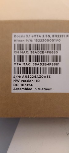 Hitron Conputter Modem D3.1 2. 5G eMTA New Open Box - Picture 4 of 6