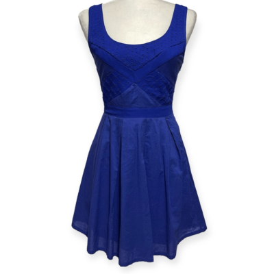 eyelet fit and flare dress Olivaceous Chateau Blue Eyelet Bustier Mini Dress - Size S - Babydoll - Sundress - Sorority - Rush - Vacation - Resort - Summer - Light Blue
