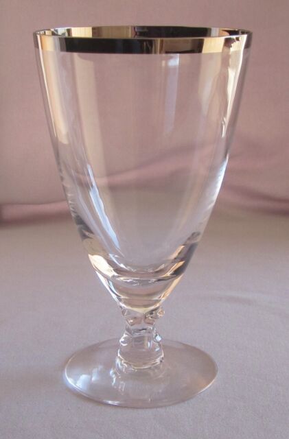 Iced Tea Glass Goblet Fostoria Crystal Wedding Ring Pattern Platinum 6 1/8&#034