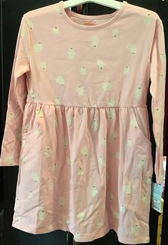 Girls M 8, L 10-12, OR XL 14 Fall L/S Dress Orange w Pumpkins ~OR Pink w Ghosts - Picture 3 of 12