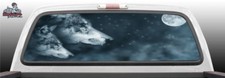 Wolf Moon Fantasy Blue Wolves Perf Perforated Window Graphic Decal SUV Car Truck