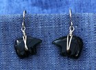 Original Design Sterling Wire Bail Moss Agate Fetish Bear Earrings .925 Wire 1"L — photo 1