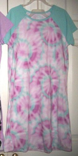 Girl Summer NIGHTGOWN 14-16 Purple/Pink/Aqua Tie Dyed Soft Smooth Cotton PAJAMAS