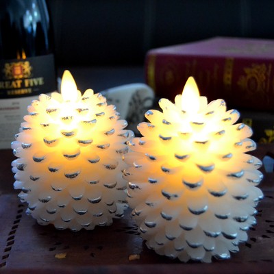 Luminara Flicker Flame Candles, Pine Cone Led Candle with Timer for Christmas