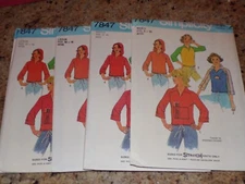 🌺 UNCIRCULATED 1977 SIMPLICITY #7847 - LADIES PULLOVER TOPS PATTERN  SM-LG FF