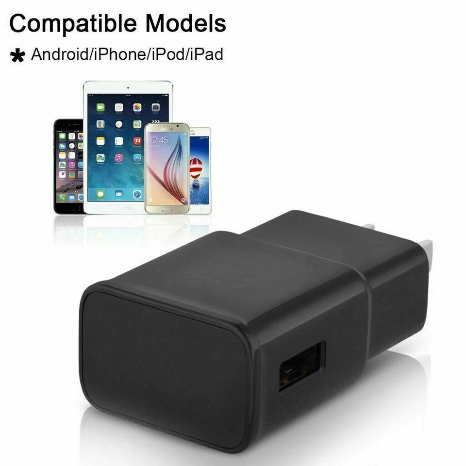 Cargador de pared USB negro para el hogar adaptador de CA enchufe de EE. UU. para teléfonos Samsung Galaxy LOTE LG Foto 4 de 4