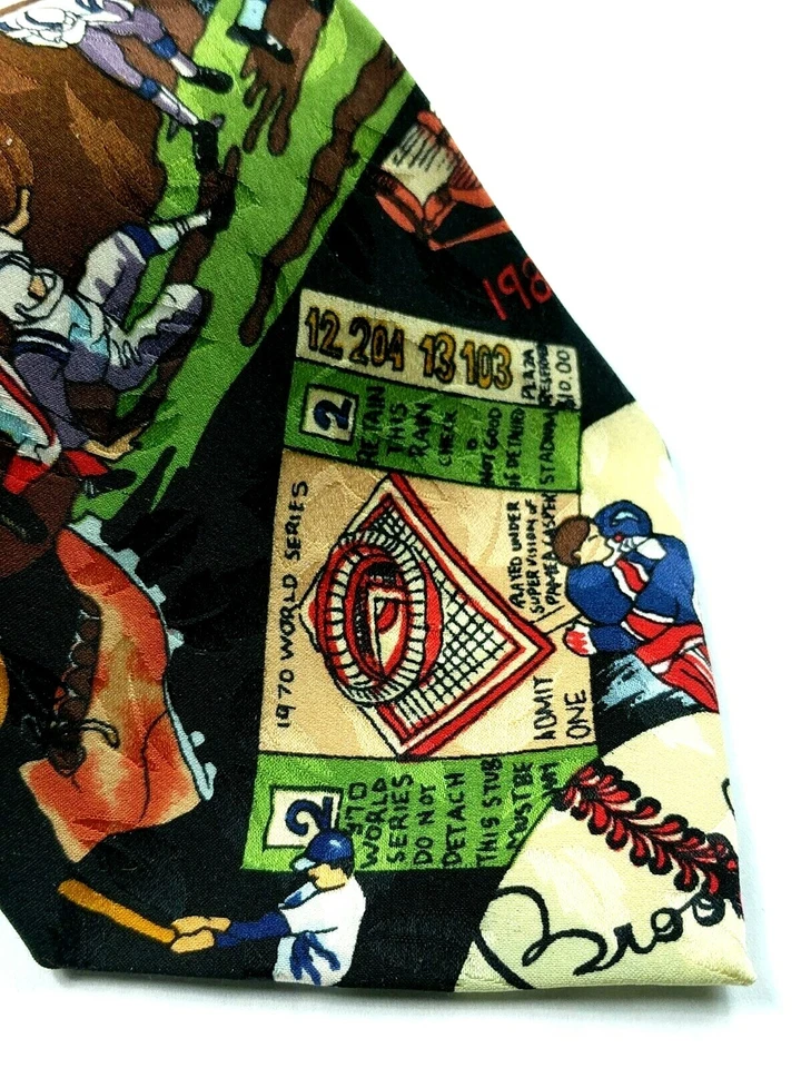 Винтажный 1993 Nicole Miller футбол хоккей гольф билеты бейсбол Sports галстук - Изображение 2 из 4