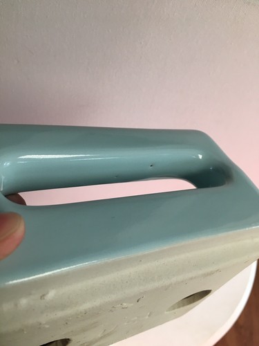 Bandeja para jabonera de cerámica vintage con soporte para trapo barra de agarre azulejo azul brillante LN - Imagen 12 de 16