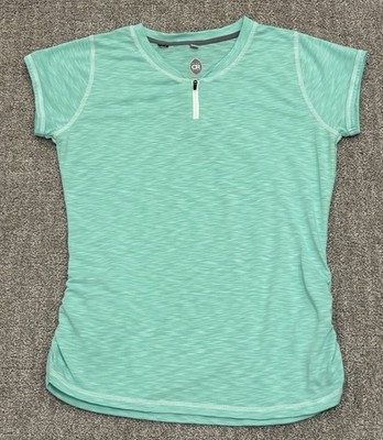 Club Ride Deer Abby Tech T Shirt Short Sleeve 1/4 Zip Mint Green Women s Large
