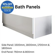 Modern High Gloss White Acrylic Bath Panel Bathroom Front Side End Many Sizes