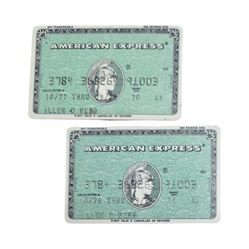 Vintage 1977 & 1978 American Express Green Card Expired Same Number
