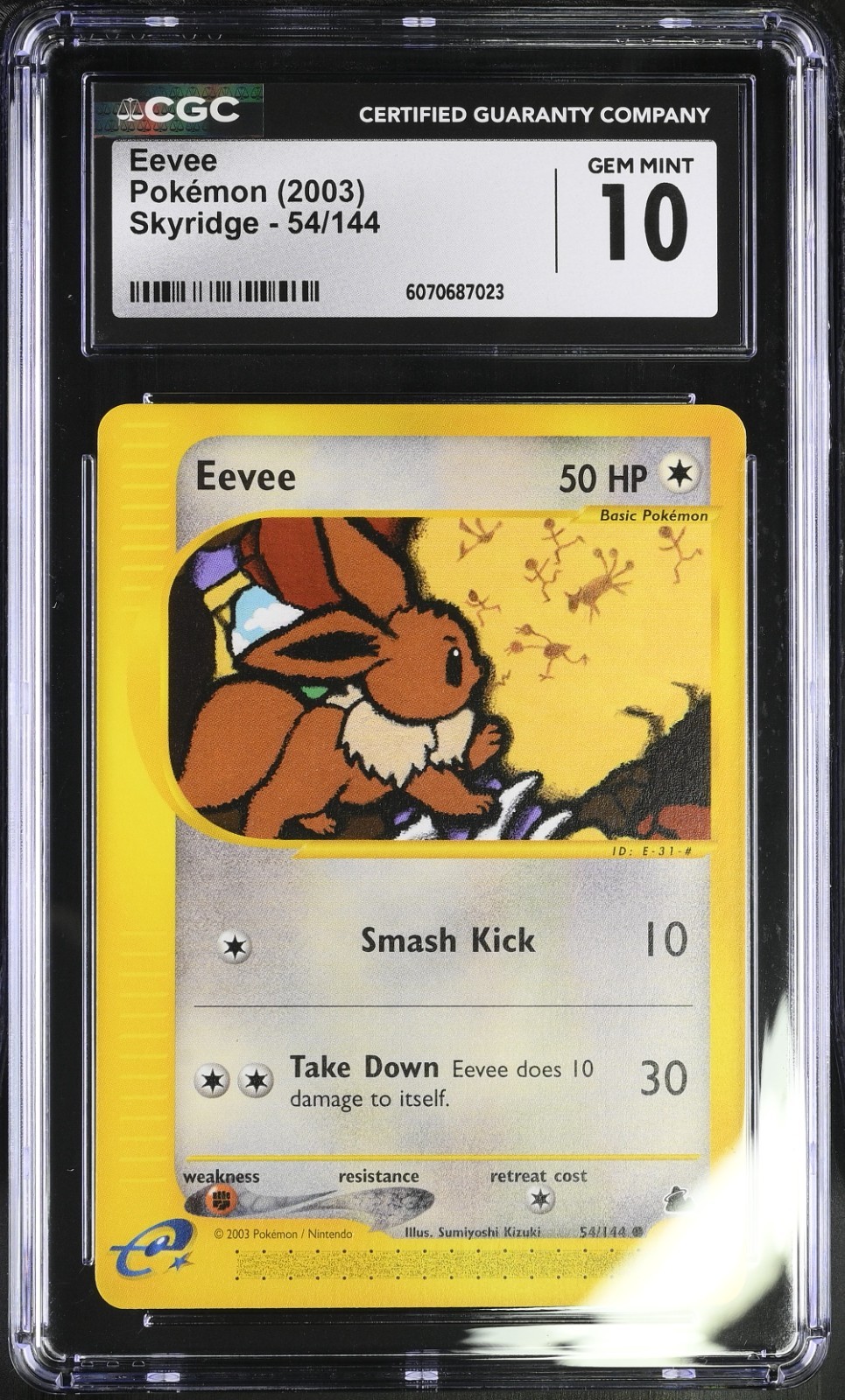 CGC 10 GEM MINT 2003 Pokemon Skyridge 54/144 Eevee Card
