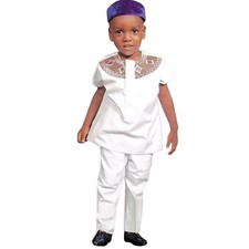 HD African Kids Attire Parent-Child Clothes Sets Traditional Embroidery Dashi...