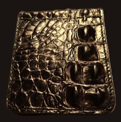 Alligator Hornback Leather Billfold Money Clip Wallet Artisan Made c1985