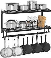 Pot Rack Wall Mounted Pan Holder 2-Tier Pot  Pan Organizer Pot Hanger