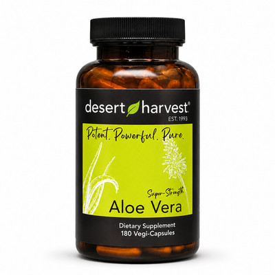 Desert Harvest Super-Strength Aloe Vera, Freeze Dried Aloe Vera - 180 Capsules
