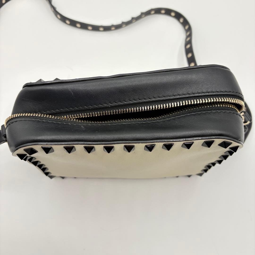 Valentino Garavani Rockstud Bicolor Leather Shoulder Bag, Black/Beige Japan thumbnail 7