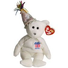 TY Beanie Baby - APRIL the Teddy Birthday Bear (w/ hat)