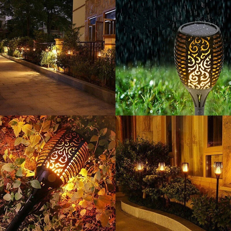 Solar Outdoor Lights Flame Effect Stake Garden Path Flickering LED Lamp 1-8pcs - Image 4 of 4