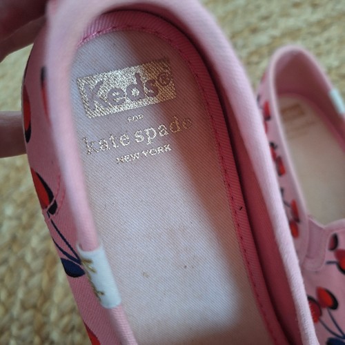 Keds x Kate Spade Collab Pink Cherry Print Womens 8 Casual Shoes Slip On Canvas - Picture 7 of 10