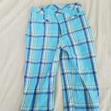 High Sierra Girls Capri Pants Size 8 Blue Green Plaid Lightweight Casual