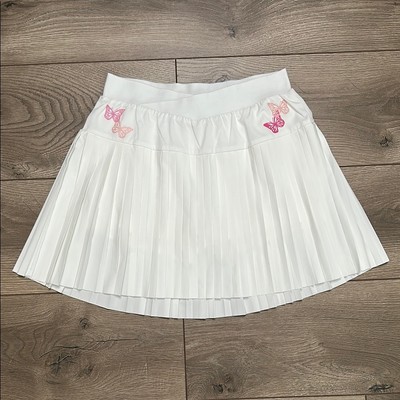 Trophy House 15'' High Rise White Pleated Pocket Tennis Golf Skirt Skort Size XS