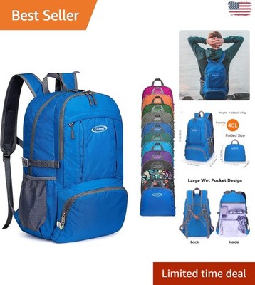 Lightweight 40L Packable Hiking Backpack with Waterproof Compartment and Comfort