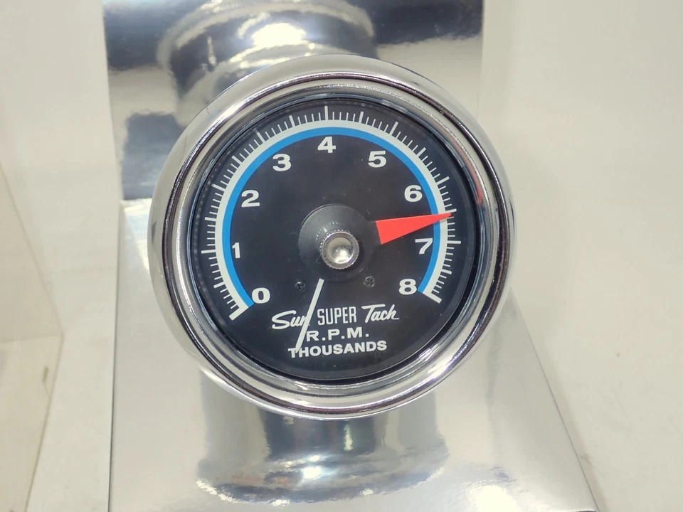 Sun Super Tacómetro 8.000 RPM Completo con Taza Muscle Car Tach Hot Rat Rod Día 2 Foto 4 de 4