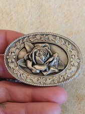 Vintage 1985 Small 3D Rose Flower Fashion Siskiyou Buckle Company