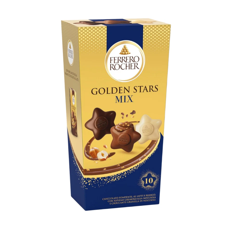 Cioccolatini Ferrero Rocher Golden Stars Mix 10 Pezzi 115 g Con Granella