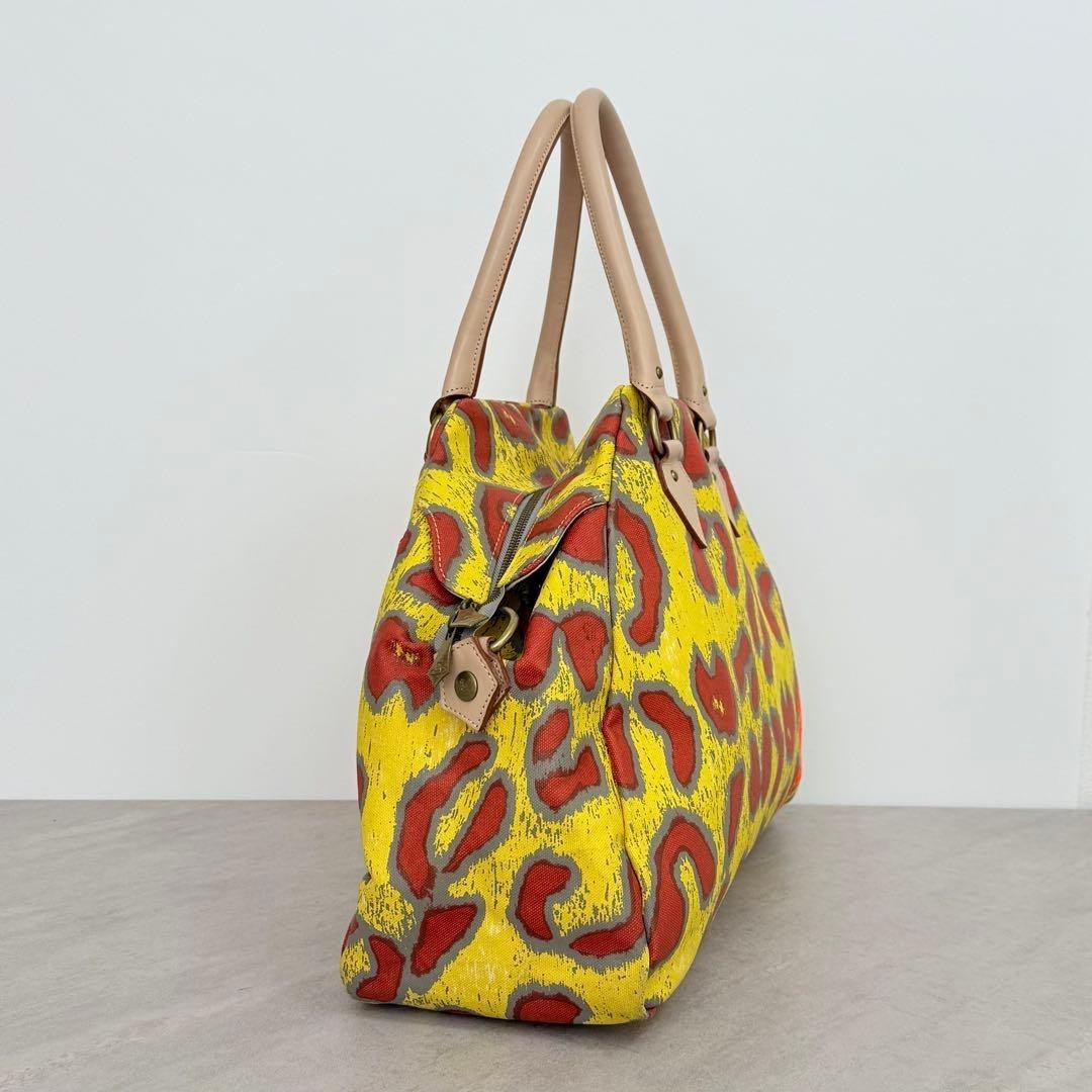 Vivienne Westwood Yasmin Boston Hand 2 Way bag leopard print yellow USED Japan image 4