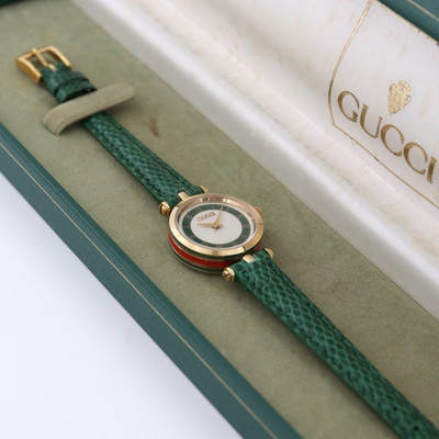 Vintage Gucci Women's Watch – Green Dial, Swiss Made, Crocodile