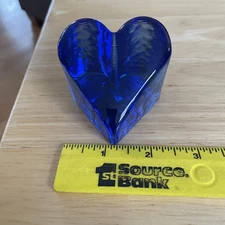 Fire and Light Cobalt Blue Heart Paperweight Signed Recycled Glass